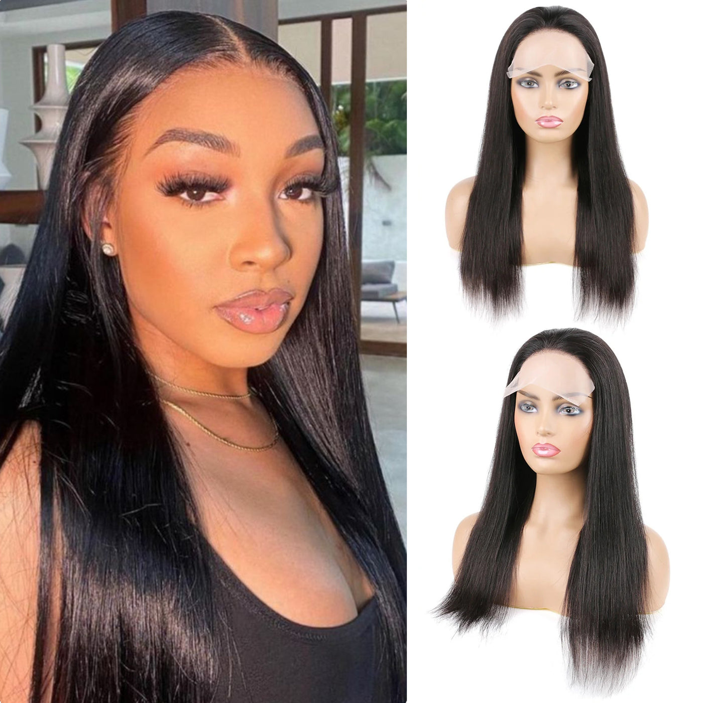 HD Transparent Lace Front Wigs Wear & Go Glueless Straight Wigs For Women 4x6 Lace Closure Wigs Human Hair