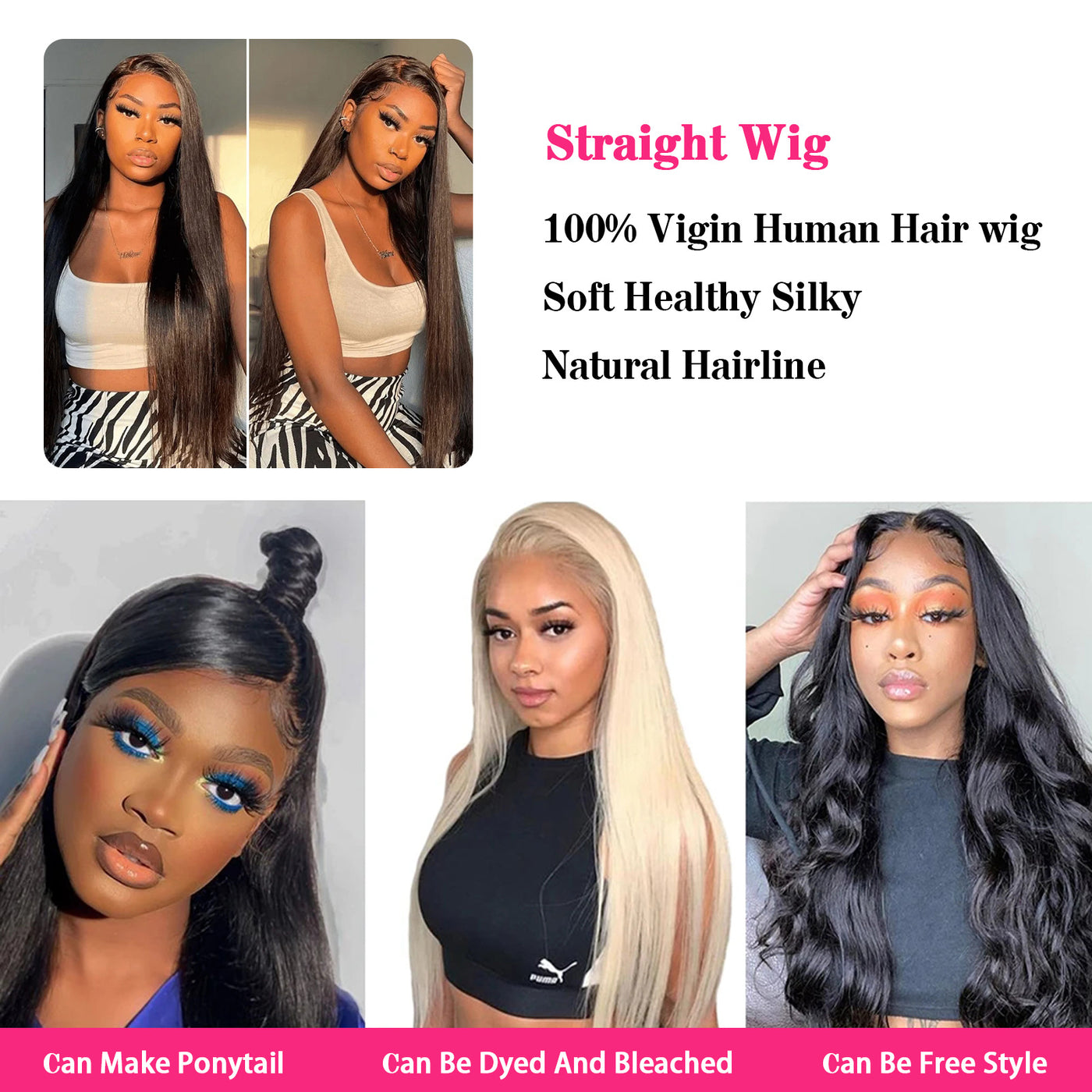 HD Transparent Lace Front Wigs Wear & Go Glueless Straight Wigs For Women 4x6 Lace Closure Wigs Human Hair