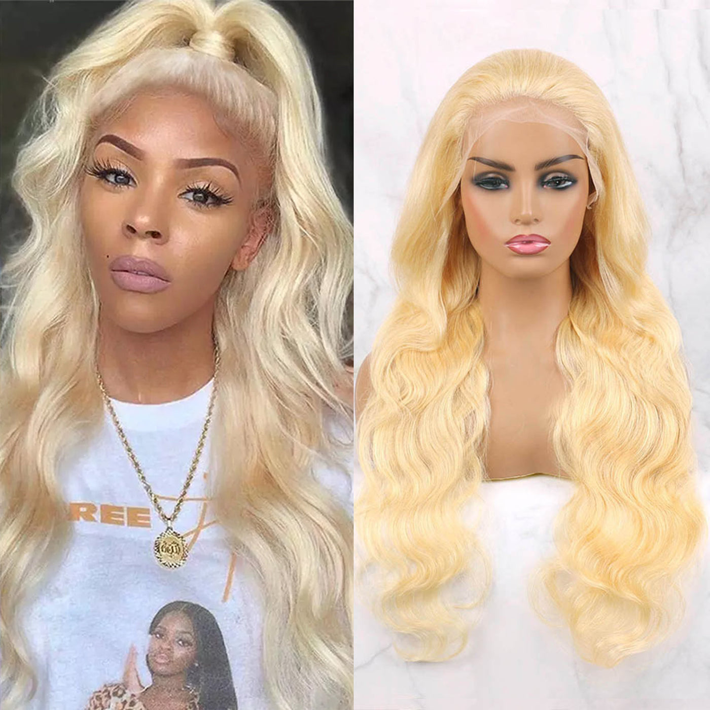 613 Lace Frontal Wig Human Hair 13x4 Bolnde Body Wave Wigs Pre Plucked With Baby Hair 130% Density