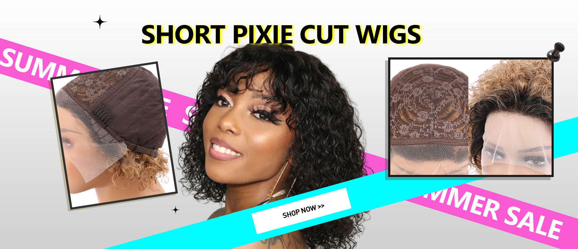 Short Pixie Cut Wigs for Women 13x1 Curly Lace Front Human Hair Wigs Remy Hair Curly Wigs Natural Black 150 Density