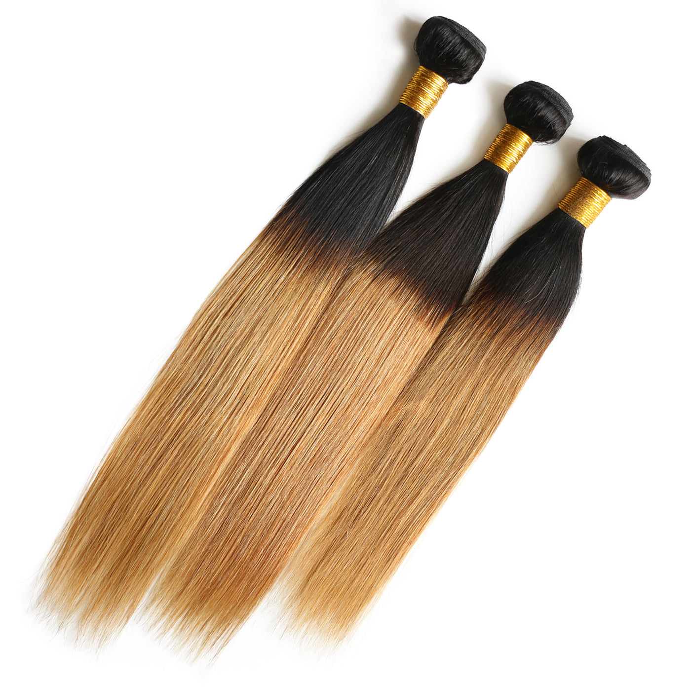 1b/27 Human Hair Straight Bundles 2 Tone Ombre Honey Blonde Hair Extensions with Black Roots