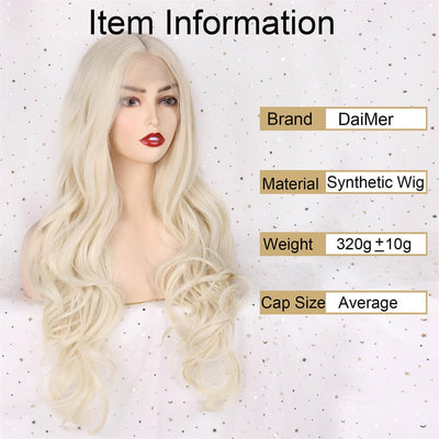 T-part 613 Blonde Synthetic Lace Front Wig Middle Part Lace Wigs With Baby Hair Straight Blonde Heat Resistant Synthetic Hair Wigs 150% Density