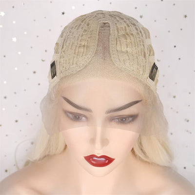 T-part 613 Blonde Synthetic Lace Front Wig Middle Part Lace Wigs With Baby Hair Straight Blonde Heat Resistant Synthetic Hair Wigs 150% Density