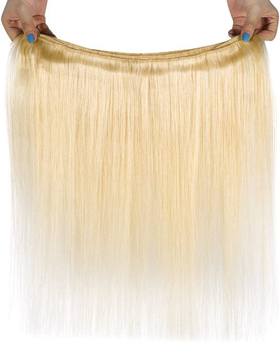 Human Hair Weave Straight Bundles 613 Bleach Blonde Real Remy Natural Hair Extensions Weft