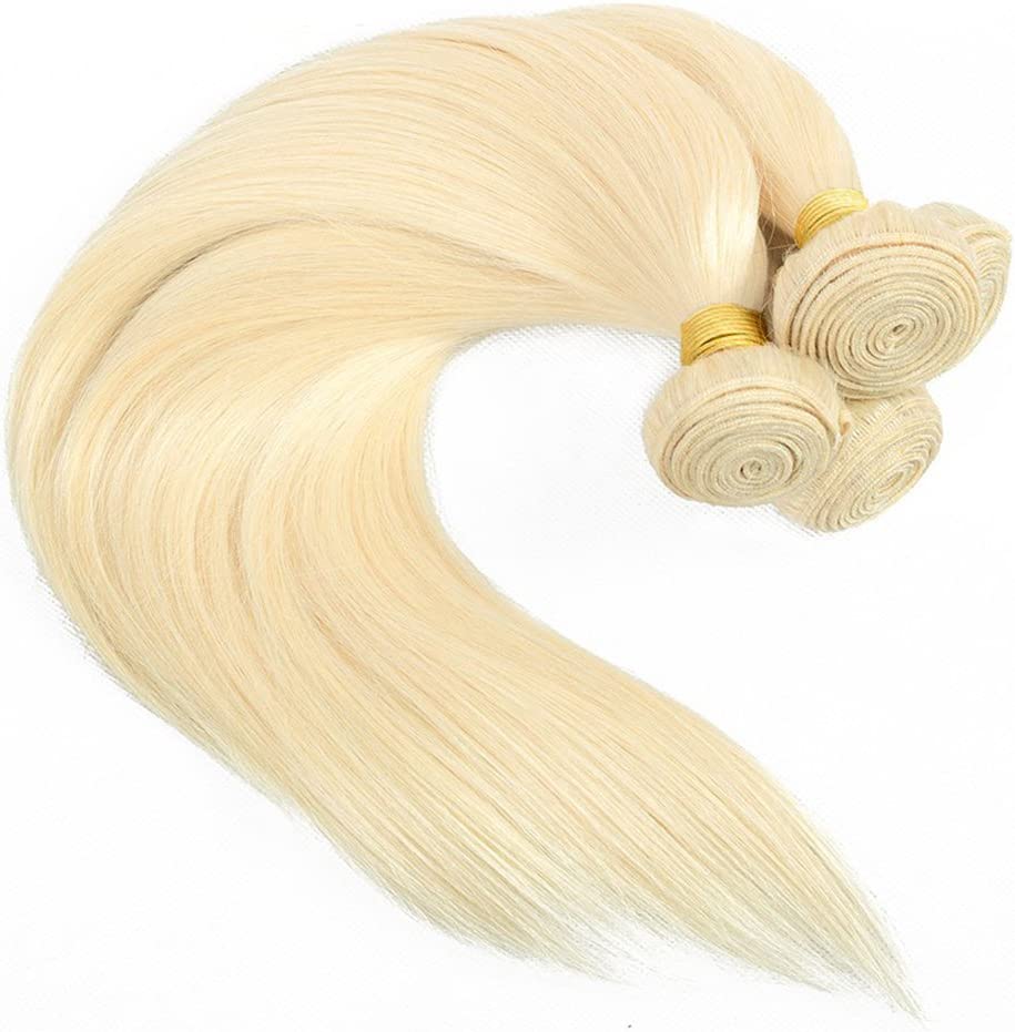 Human Hair Weave Straight Bundles 613 Bleach Blonde Real Remy Natural Hair Extensions Weft