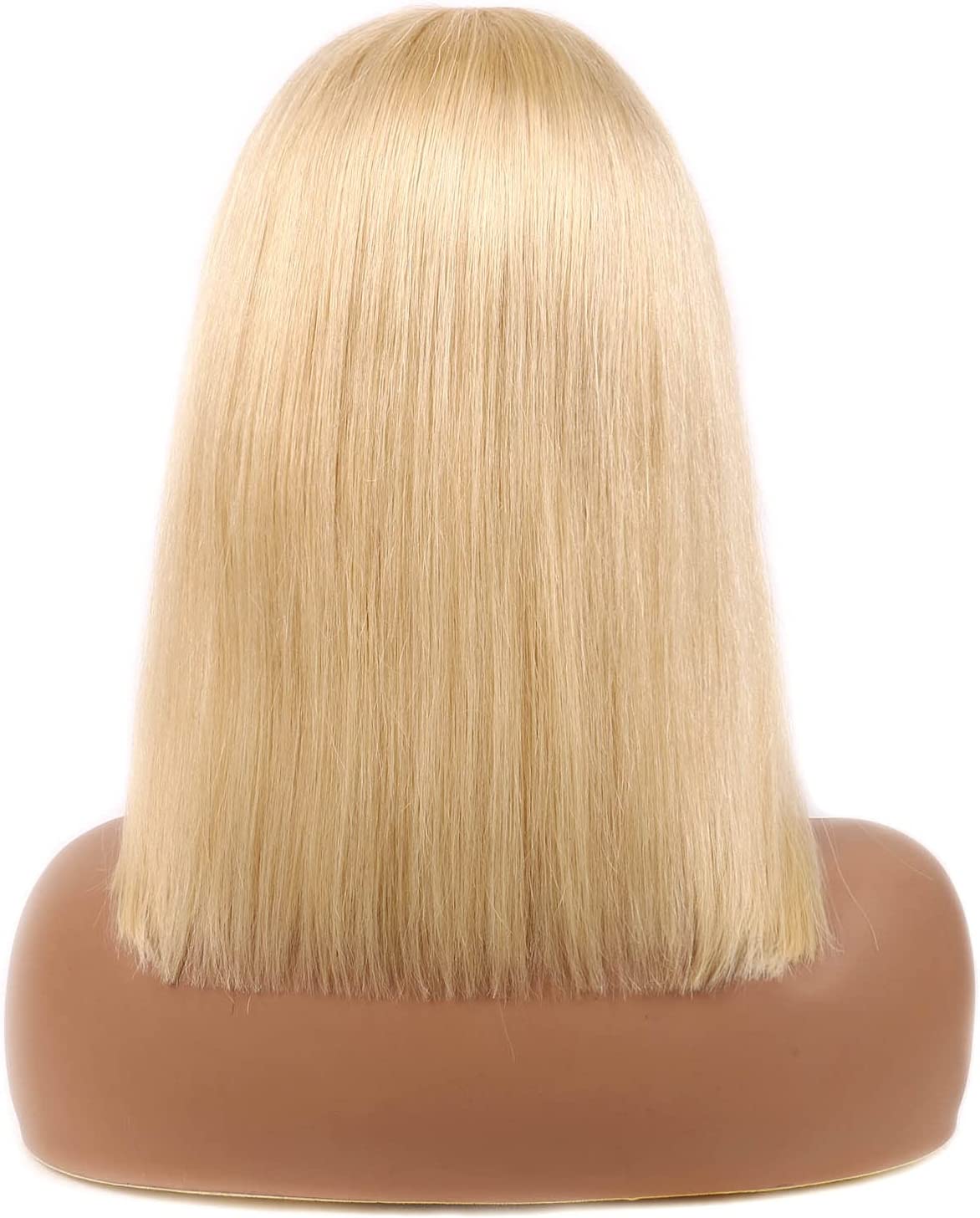 613 Bob Wigs Human Hair Straight Short Blonde Wigs Remy Hair Wigs with Bangs for Women Blunt Cut