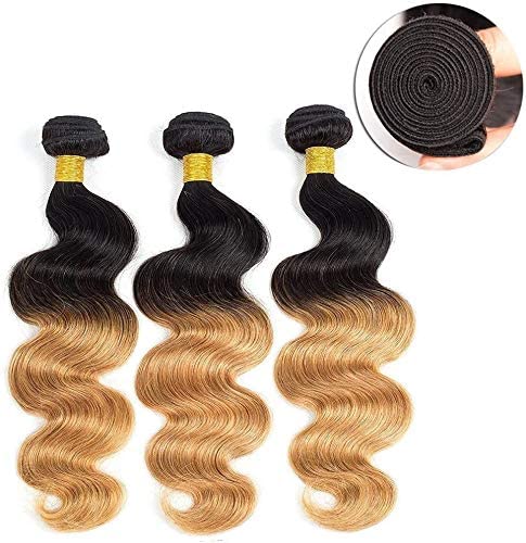 1B27 Ombre Honey Blonde Golden Body Wave 3 Bundles 100% Remy Human Hair Weave