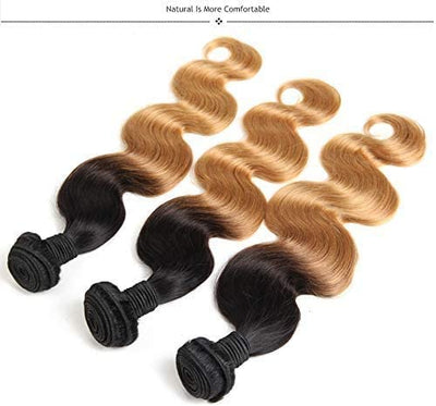 1B27 Ombre Honey Blonde Golden Body Wave 3 Bundles 100% Remy Human Hair Weave