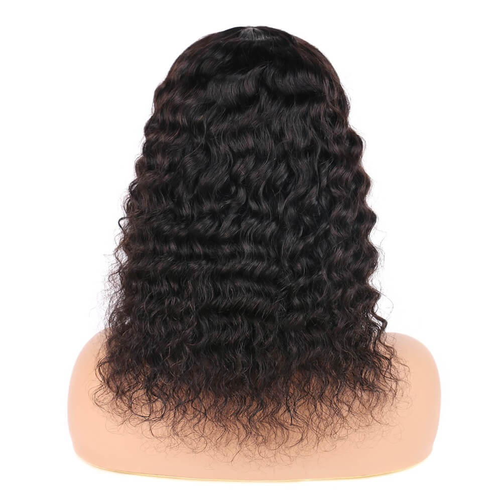 Human Hair Wigs With Bangs Deep Curly Wigs Brazilian Remy Human Hair Deep Wave Wigs For Women Natural Color