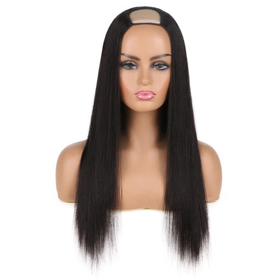 U Part Human Hair Wigs Silky Straight Half Wig Glueless without Sewing Wigs 150% Density