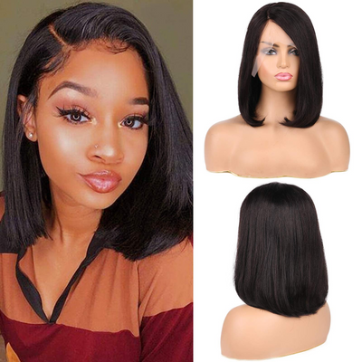 Bob Wig Right Side Part Human Hair Straight L Part Glueless Wigs for Women 150% Density