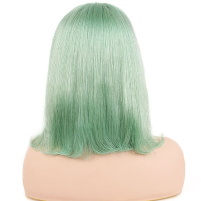 Mint Green Straight Bob Lace Front Wigs Human Hair for Women Remy Hair 13x4 Lace Frontal Bob Wigs Natural Hairline