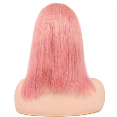 Pink Straight Bob Wig Human Hair wig for women Lace Front Wig, Brazilian Remy Hair 13*4 Lace Frontal Bob Wigs Natural Hairline