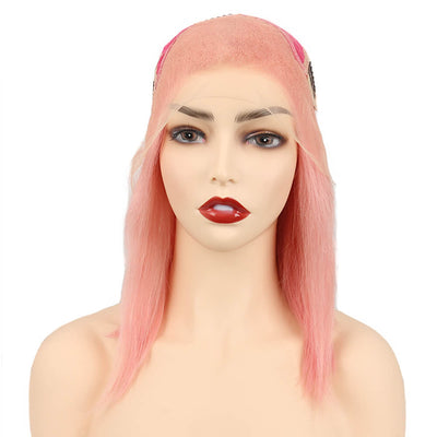 Pink Straight Bob Wig Human Hair wig for women Lace Front Wig, Brazilian Remy Hair 13*4 Lace Frontal Bob Wigs Natural Hairline