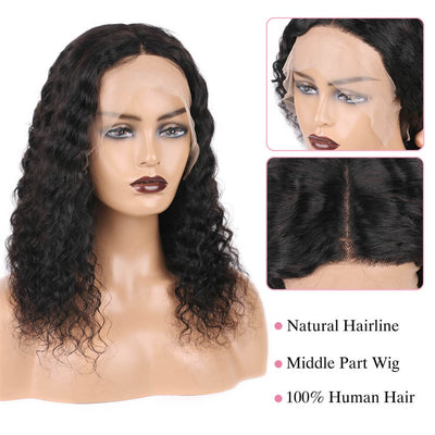 Deep Wave T Part Lace Wigs Human Hair wigs for black Women Middle Part Glueless Wigs 150% Density Can be Dyed