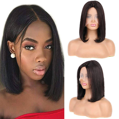 T Part Bob Lace Wig Glueless Straight Human Hair Wigs Middle Parting Wig for Women 150% Density Bob Wigs Blunt Cut