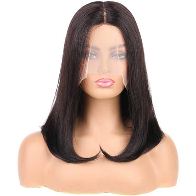 T Part Bob Lace Wig Glueless Straight Human Hair Wigs Middle Parting Wig for Women 150% Density Bob Wigs Blunt Cut