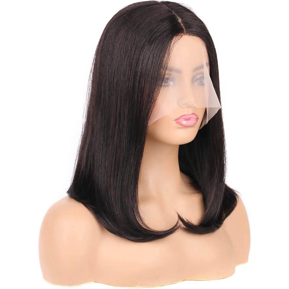 T Part Bob Lace Wig Glueless Straight Human Hair Wigs Middle Parting Wig for Women 150% Density Bob Wigs Blunt Cut