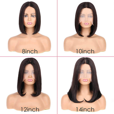 T Part Bob Lace Wig Glueless Straight Human Hair Wigs Middle Parting Wig for Women 150% Density Bob Wigs Blunt Cut