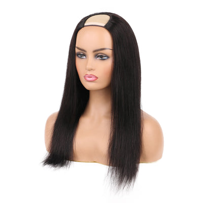 U Part Human Hair Wigs Silky Straight Half Wig Glueless without Sewing Wigs 150% Density