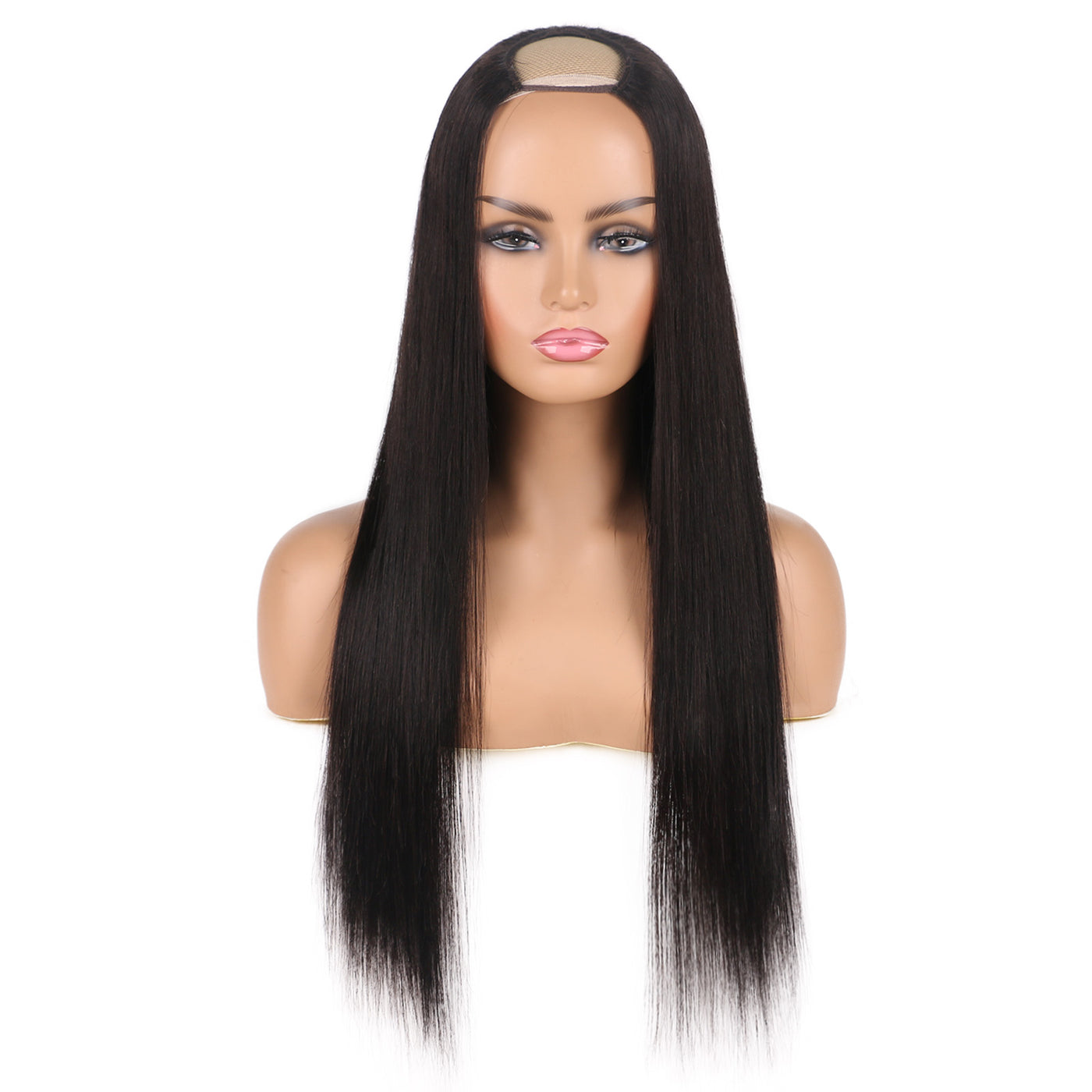 U Part Human Hair Wigs Silky Straight Half Wig Glueless without Sewing Wigs 150% Density