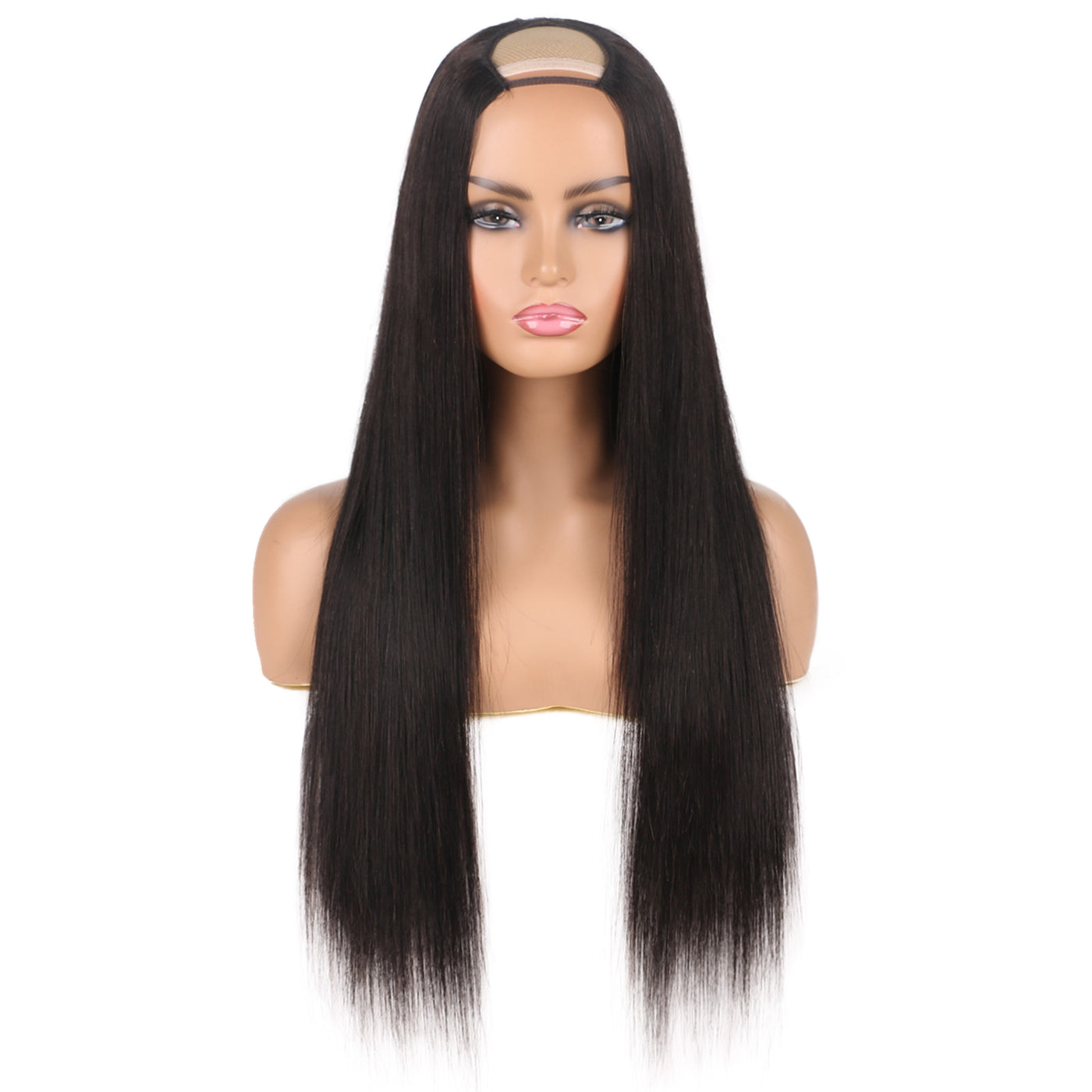 U Part Human Hair Wigs Silky Straight Half Wig Glueless without Sewing Wigs 150% Density