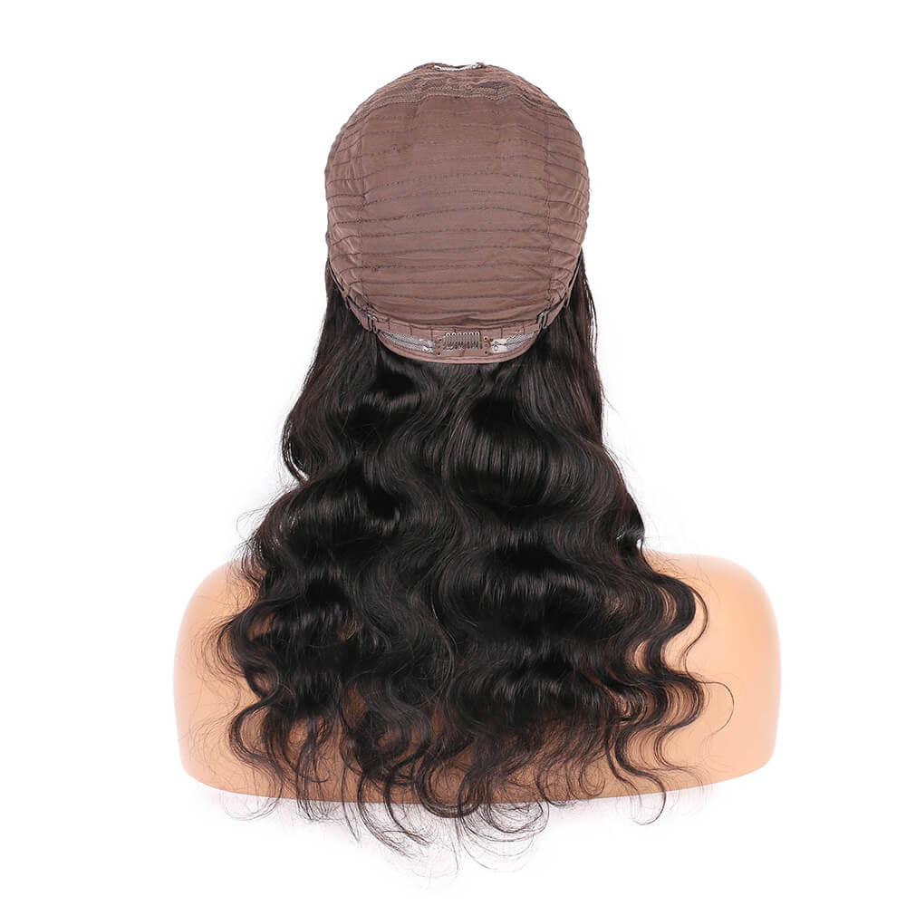 U Part Wigs Human Hair Body Wave Wigs Brazilian Remy Hair Wigs Clip In Half Wigs For Black Women 150% Density Natural Color