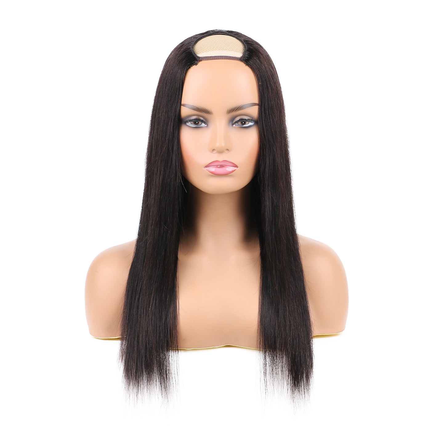 U Part Human Hair Wigs Silky Straight Half Wig Glueless without Sewing Wigs 150% Density