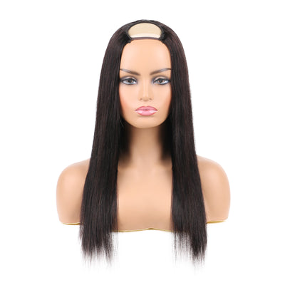 U Part Human Hair Wigs Silky Straight Half Wig Glueless without Sewing Wigs 150% Density