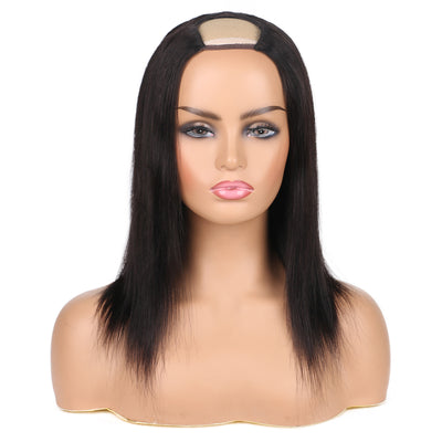 U Part Human Hair Wigs Silky Straight Half Wig Glueless without Sewing Wigs 150% Density