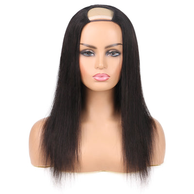 U Part Human Hair Wigs Silky Straight Half Wig Glueless without Sewing Wigs 150% Density