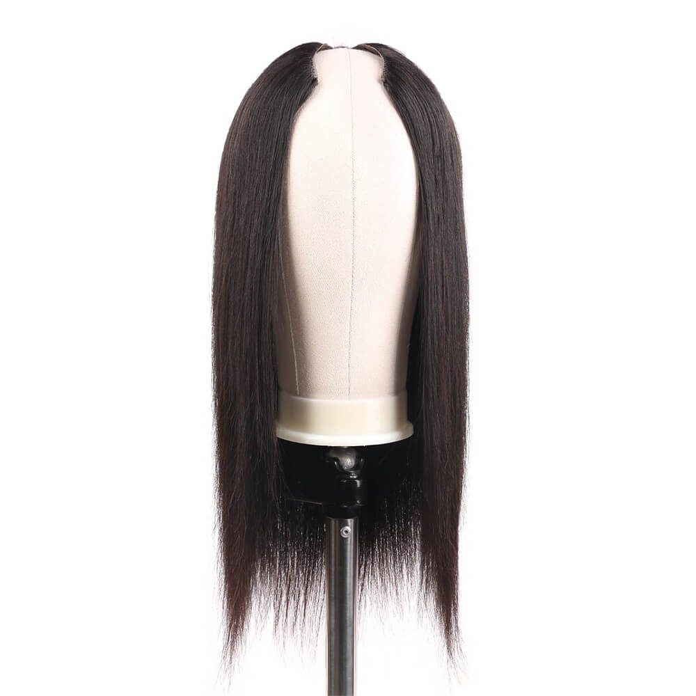 V Part Wigs Straight Brazilian Remy Human Hair Wigs for Women Upgrade U Part Wigs Glueless Clip In Half Wig No Leave Out 150% Density Natural Color