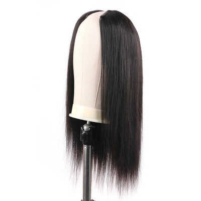 V Part Wigs Straight Brazilian Remy Human Hair Wigs for Women Upgrade U Part Wigs Glueless Clip In Half Wig No Leave Out 150% Density Natural Color