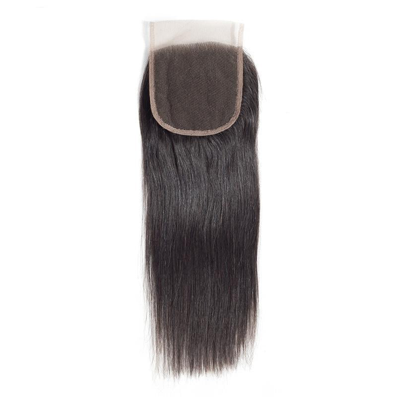 Daimer 4x4 Lace Closure Brazilian Straight Human Hair Closure Free Part Remy Natural Black