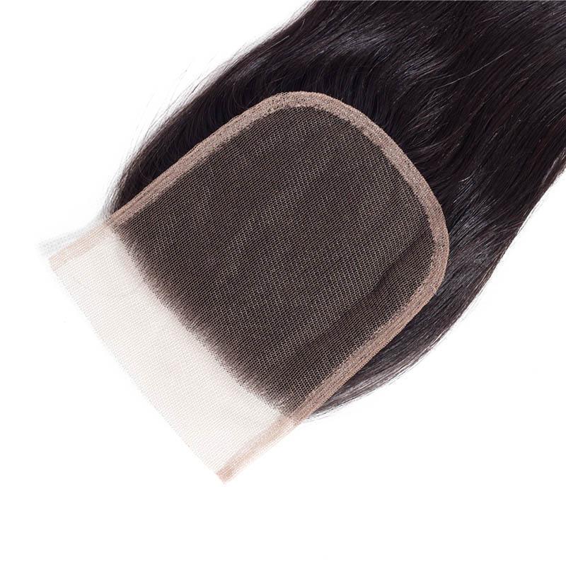 Daimer 4x4 Lace Closure Brazilian Straight Human Hair Closure Free Part Remy Natural Black