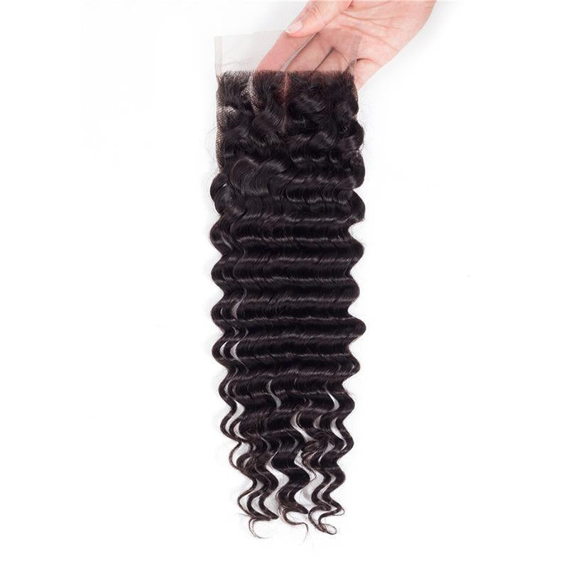 Daimer 4x4 Lace Closure Free Part Deep Curly Closure Human Hair Brazilian Remy Hair Closure