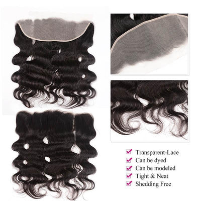 Daimer Brazilian Body Wave 3 Bundles With Frontal Virgin Human Hair Weave With Frontal Remy Hair Extension