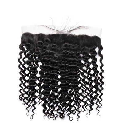 Daimer Brazilian Deep Curly Hair 3 Bundles With 13x4 Ear To Ear Frontal Closure Deep Wave Virgin Human Hair Weave