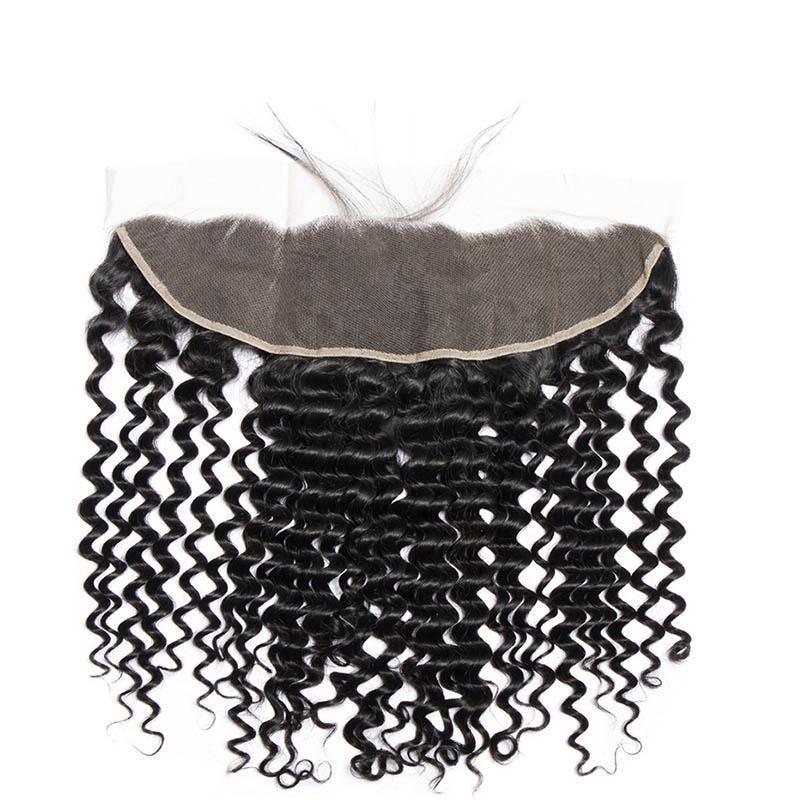 Daimer Brazilian Deep Curly Hair 3 Bundles With 13x4 Ear To Ear Frontal Closure Deep Wave Virgin Human Hair Weave