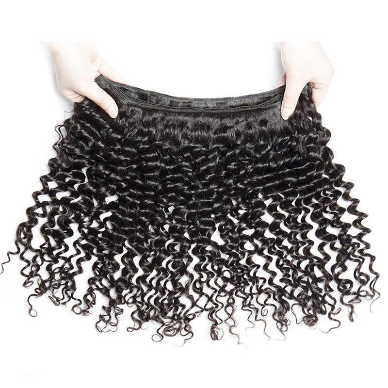 Daimer Brazilian Deep Curly Hair 3 Bundles With 13x4 Ear To Ear Frontal Closure Deep Wave Virgin Human Hair Weave