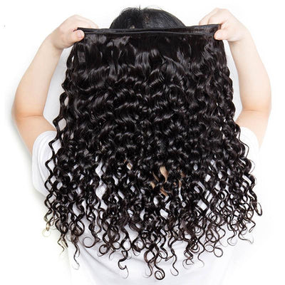 Daimer Brazilian Water Wave 3 Bundles With Closure Human Hair 8-30 Inch Natural Color Remy Hair Weave
