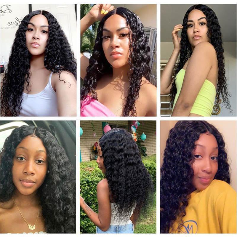 Daimer Deep Wave Bundles With Closure Human Hair Virgin Brazilian Deep Curly Weave 8-30 Inch Natural Black