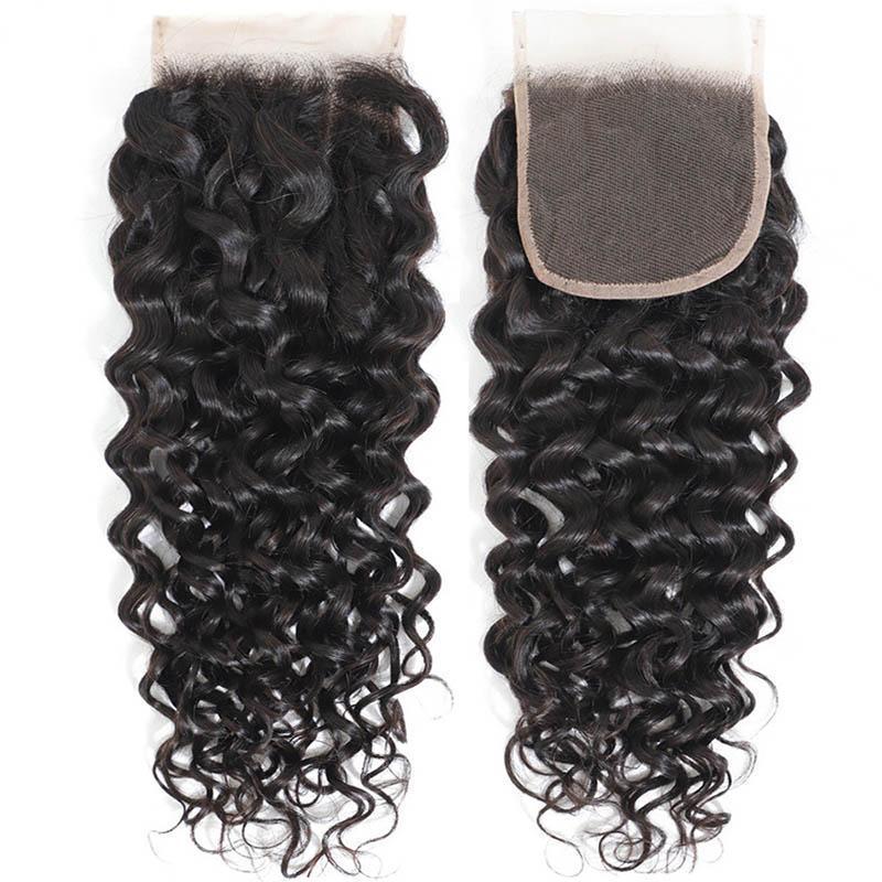 Daimer Hair Remy Hair Swiss Lace Closure Brazilian Water Wave 4x4 Lace Closure Human Hair Natural Black