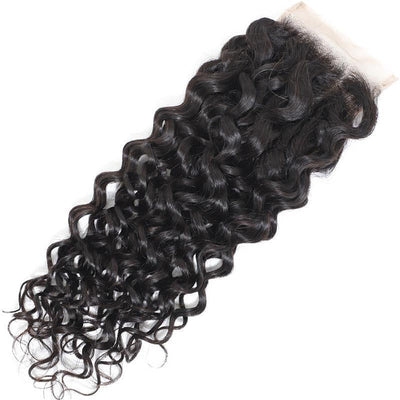 Daimer Hair Remy Hair Swiss Lace Closure Brazilian Water Wave 4x4 Lace Closure Human Hair Natural Black