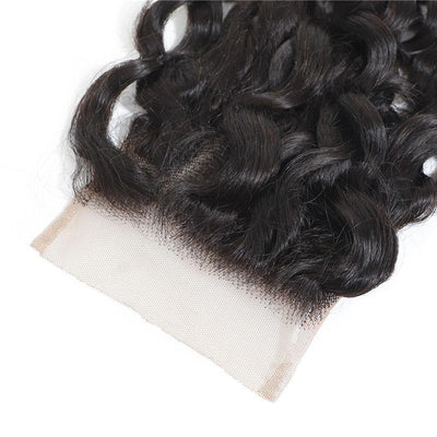 Daimer Hair Remy Hair Swiss Lace Closure Brazilian Water Wave 4x4 Lace Closure Human Hair Natural Black