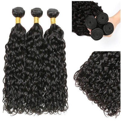 Daimer Remy Brazilian Water Wave With Lace Frontal Human Hair Weave 3 Bundles With Frontal 8-30 Inch