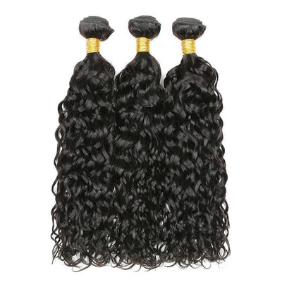 Daimer Remy Brazilian Water Wave With Lace Frontal Human Hair Weave 3 Bundles With Frontal 8-30 Inch