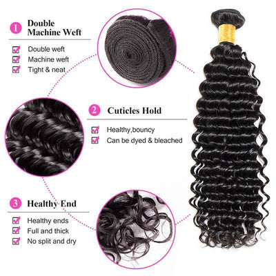 Deep Wave Hair Bundles Brazilian Hair Weave Bundles Deep Curly Hair Bundles Weft Virgin Human Hair 3 Bundles