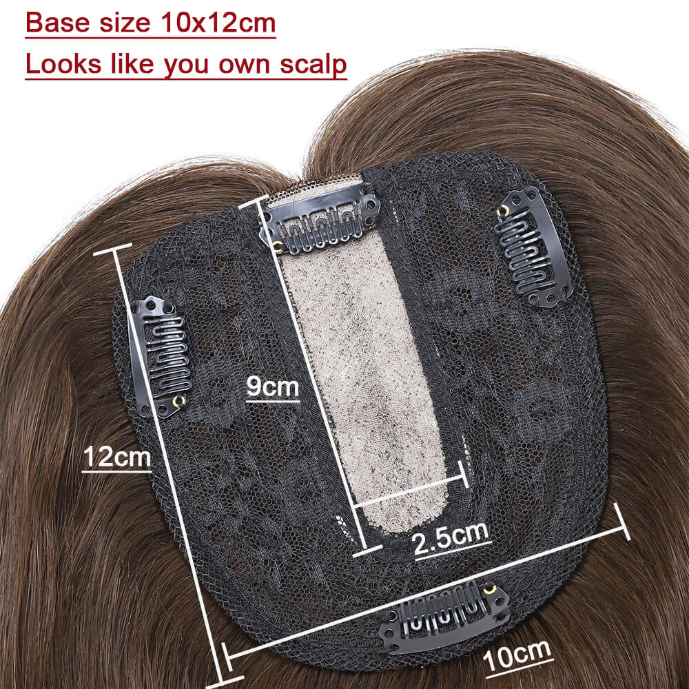 Silk Base Hair Toppers For Women Clip In Hair Hairpiece Hand Made Lightweight Breathable Hair Closure Hair Supplementing Set Women