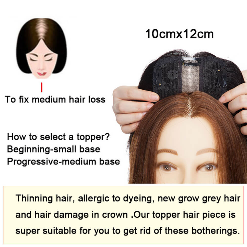 Silk Base Hair Toppers For Women Clip In Hair Hairpiece Hand Made Lightweight Breathable Hair Closure Hair Supplementing Set Women